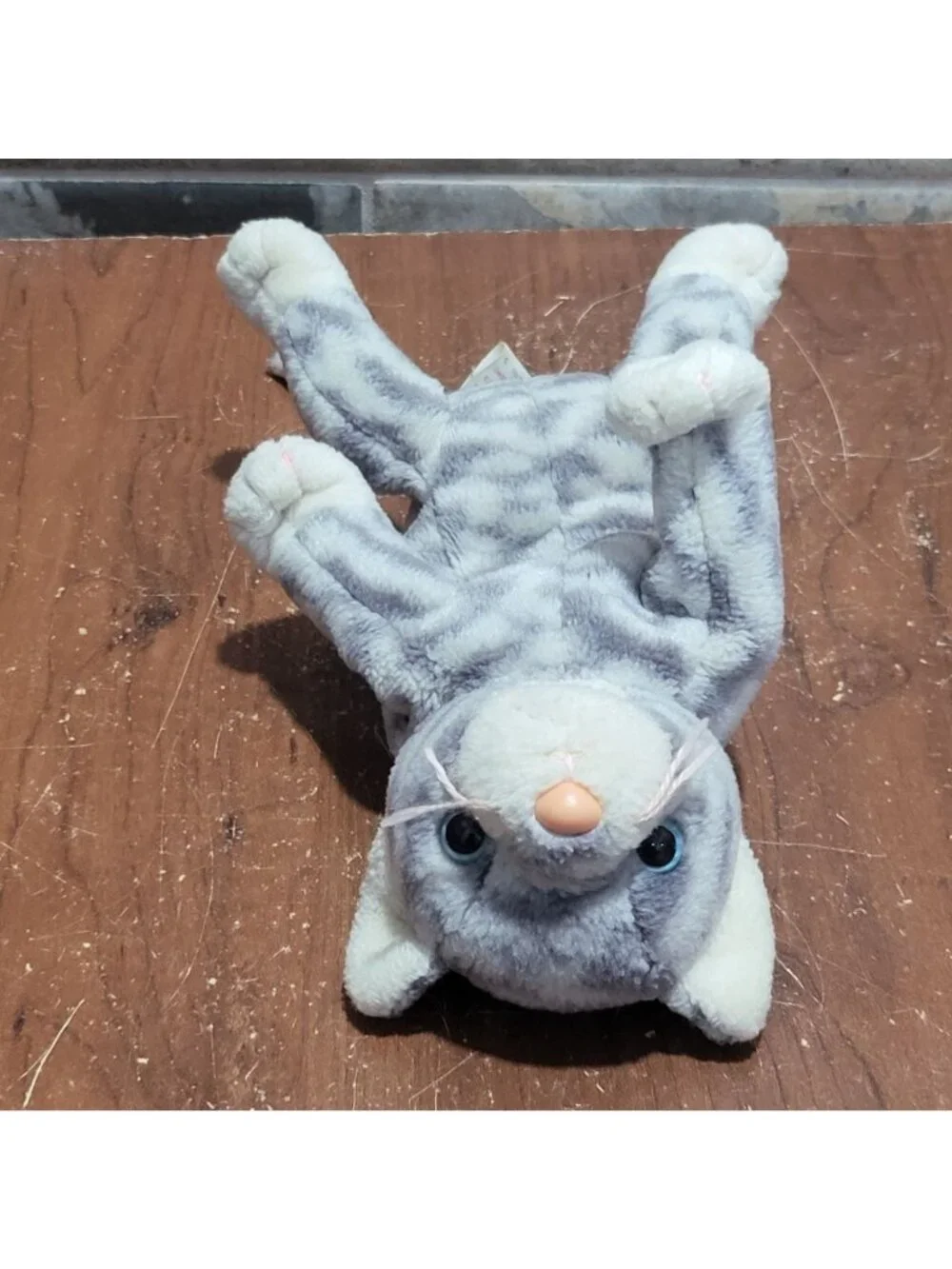 Ty Beanie Baby SILVER Gray Tabby Cat 1999 Stuffed Animal Plush No Hang Tag